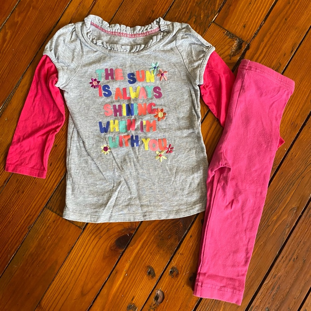 Circo Outfit Size 24 Months Gray Tunic Shirt & Pink leggings